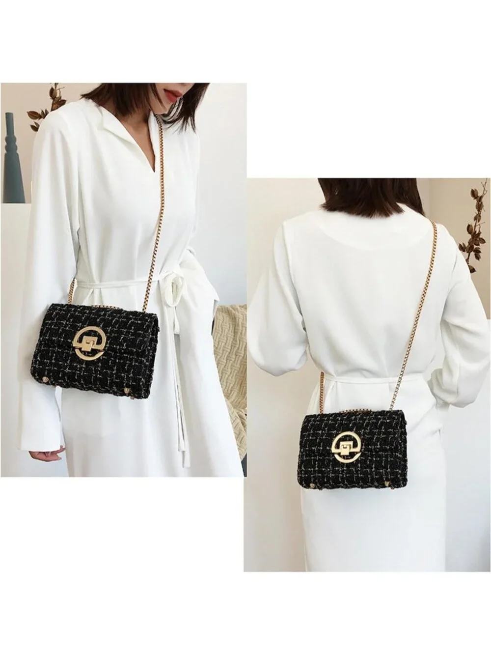 👜Women's Black Travel Shoulder Bag Chain Quilted Crossbody Evening Clutch